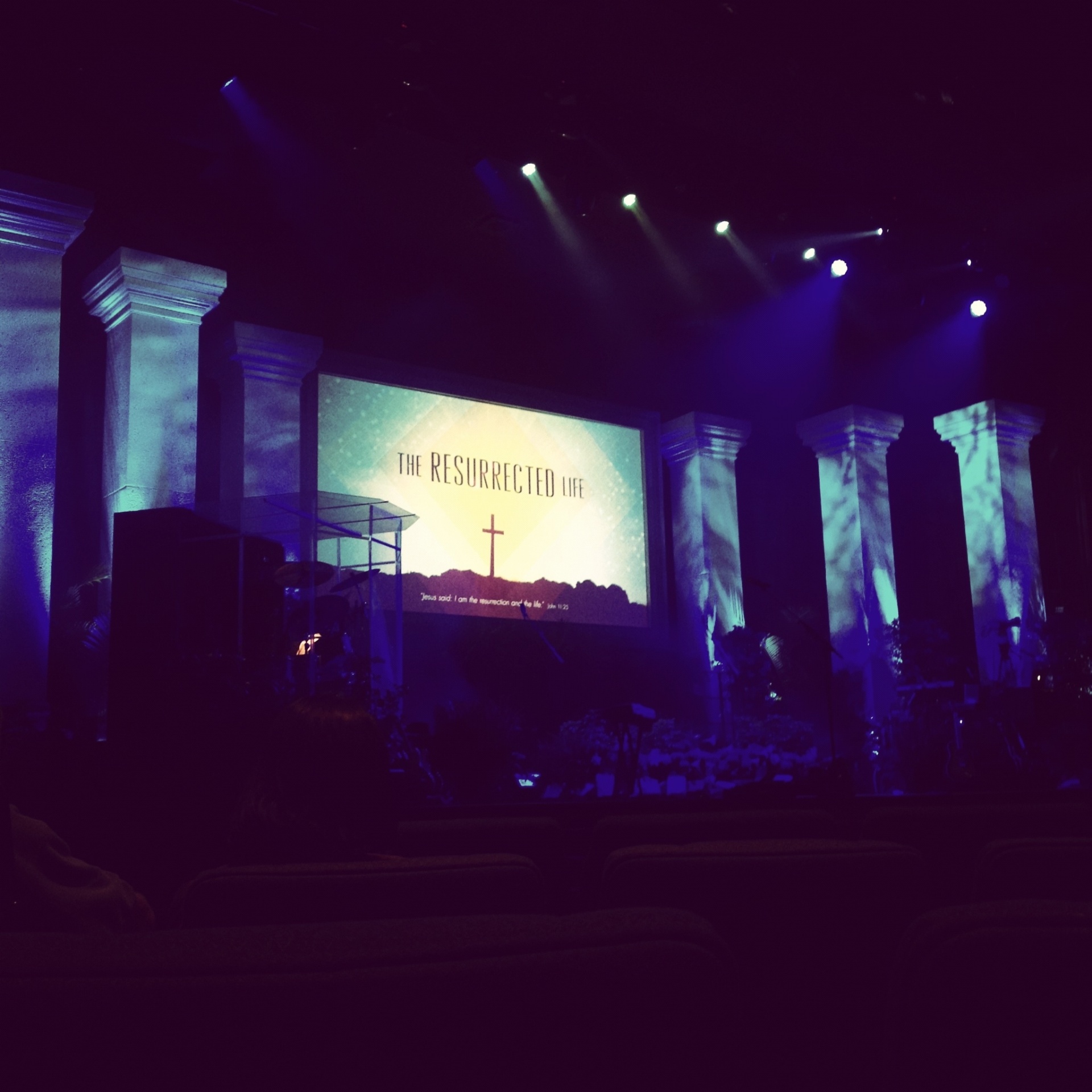 Sermon series graphic projected on the main screen